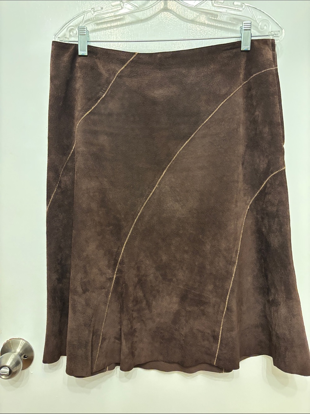Y2K Danier Chocolate Brown Suede A-Line Skirt